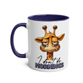 Dont Do Mornings Coffee Mug with playful giraffe design, 11oz ceramic, glossy finish, microwave and dishwasher safe.
