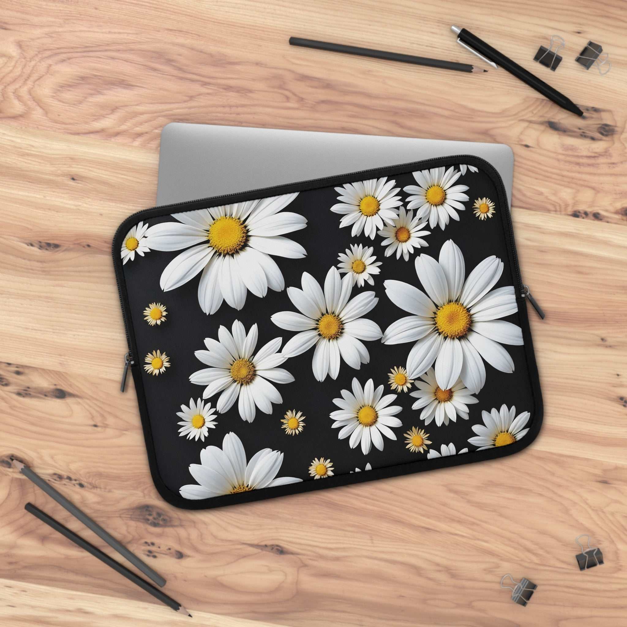 Black Daisy Laptop Sleeve