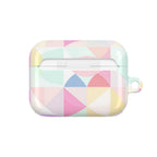 Pastel geometric print hard shell protective case for AirPods and AirPods Pro with glossy finish and vibrant colors