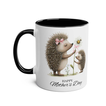 Cute hedgehog Mother's Day gift mug with charming design and text.