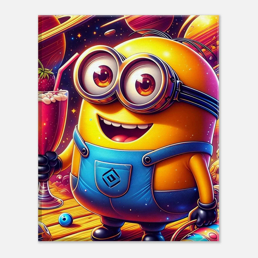 Minions Wall Canvas featuring a vibrant, playful design with a cheerful yellow character in a colorful setting.