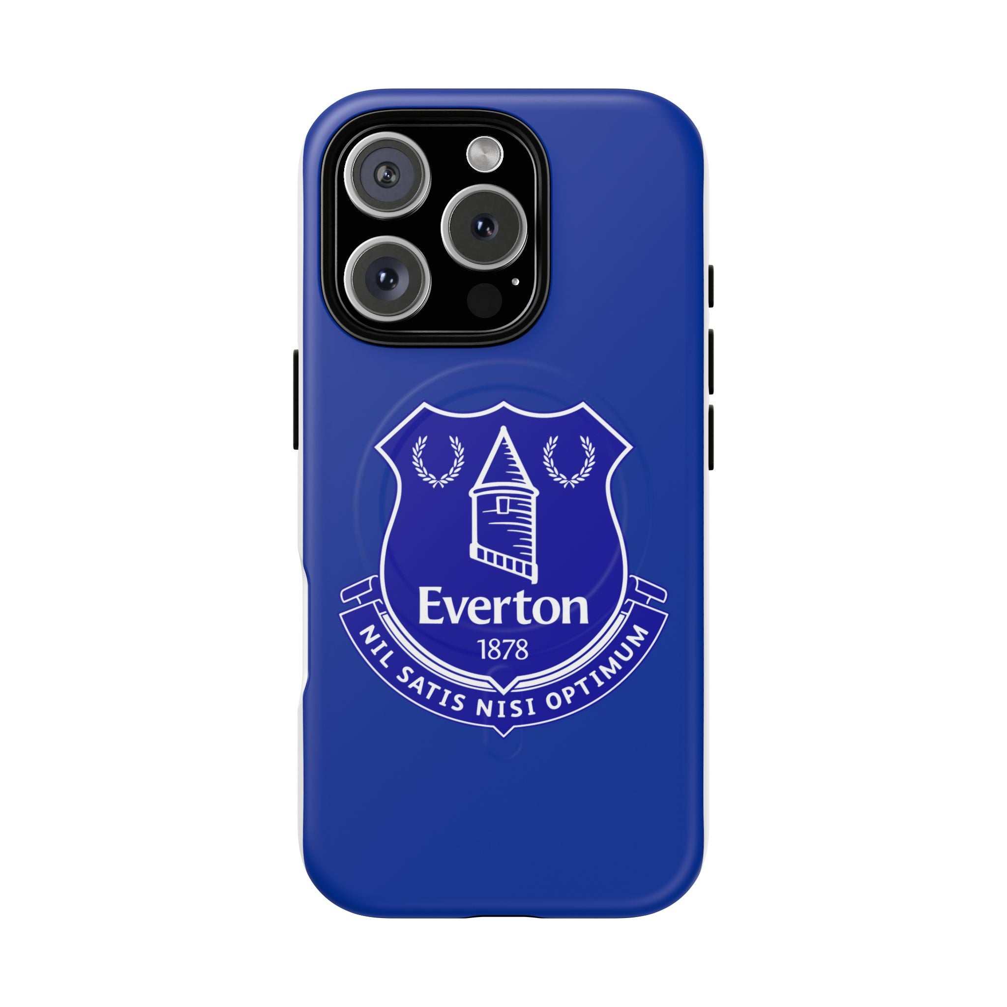 Everton FC MagSafe iPhone case in royal blue with club crest and dual layer protection