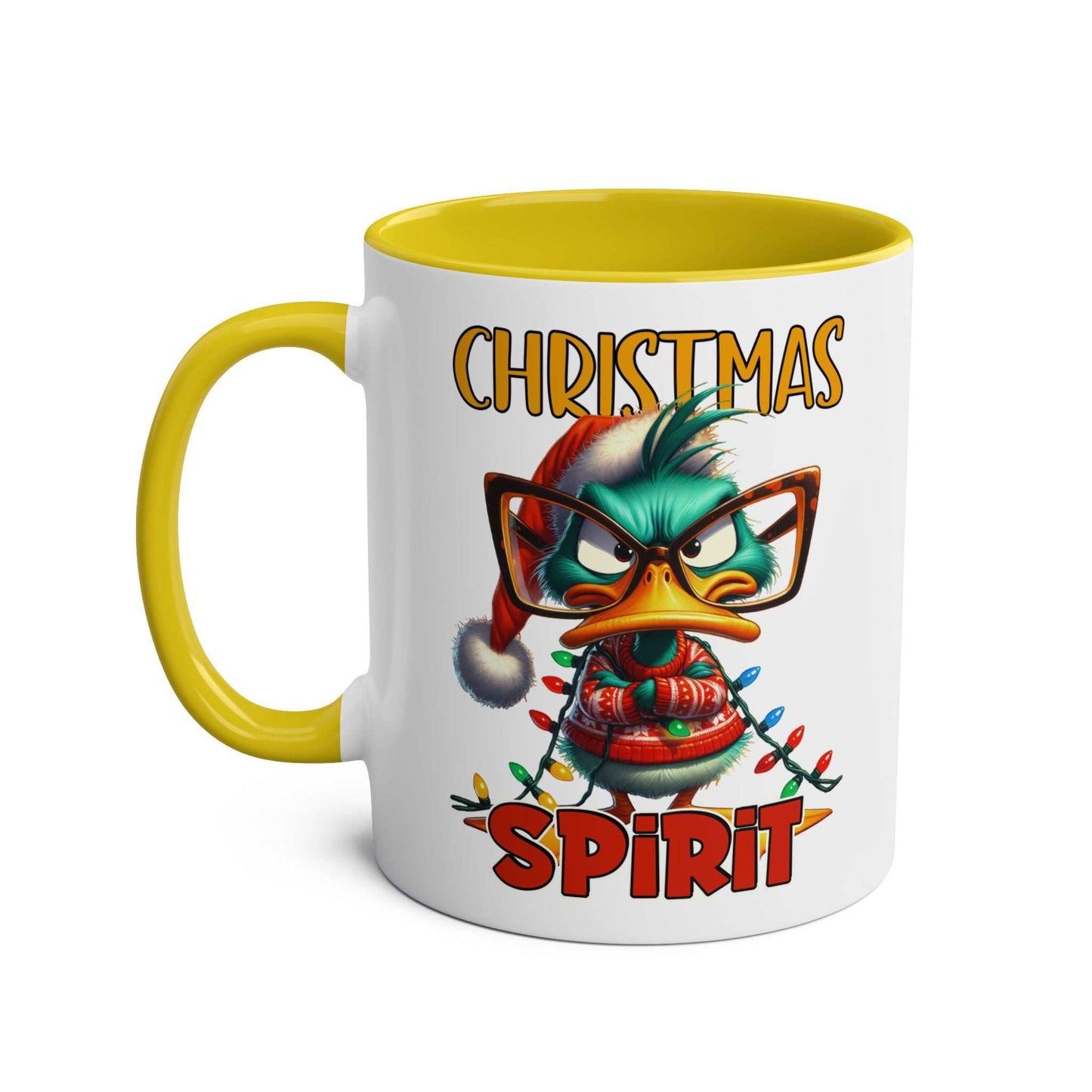 Sarky Christmas Mug with duck design and humorous twist, 11oz ceramic, available in 7 colors.