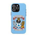 Coventry City Magsafe iPhone case with club crest and sky blue color, MagSafe compatible, dual layer protection.