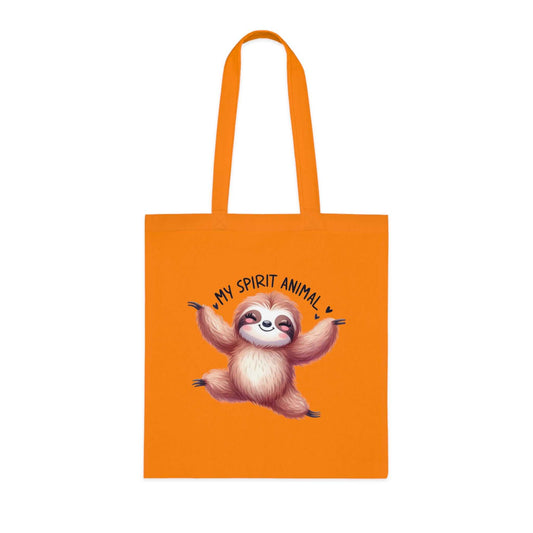 Cotton tote featuring a cute sloth design, perfect for carrying essentials.