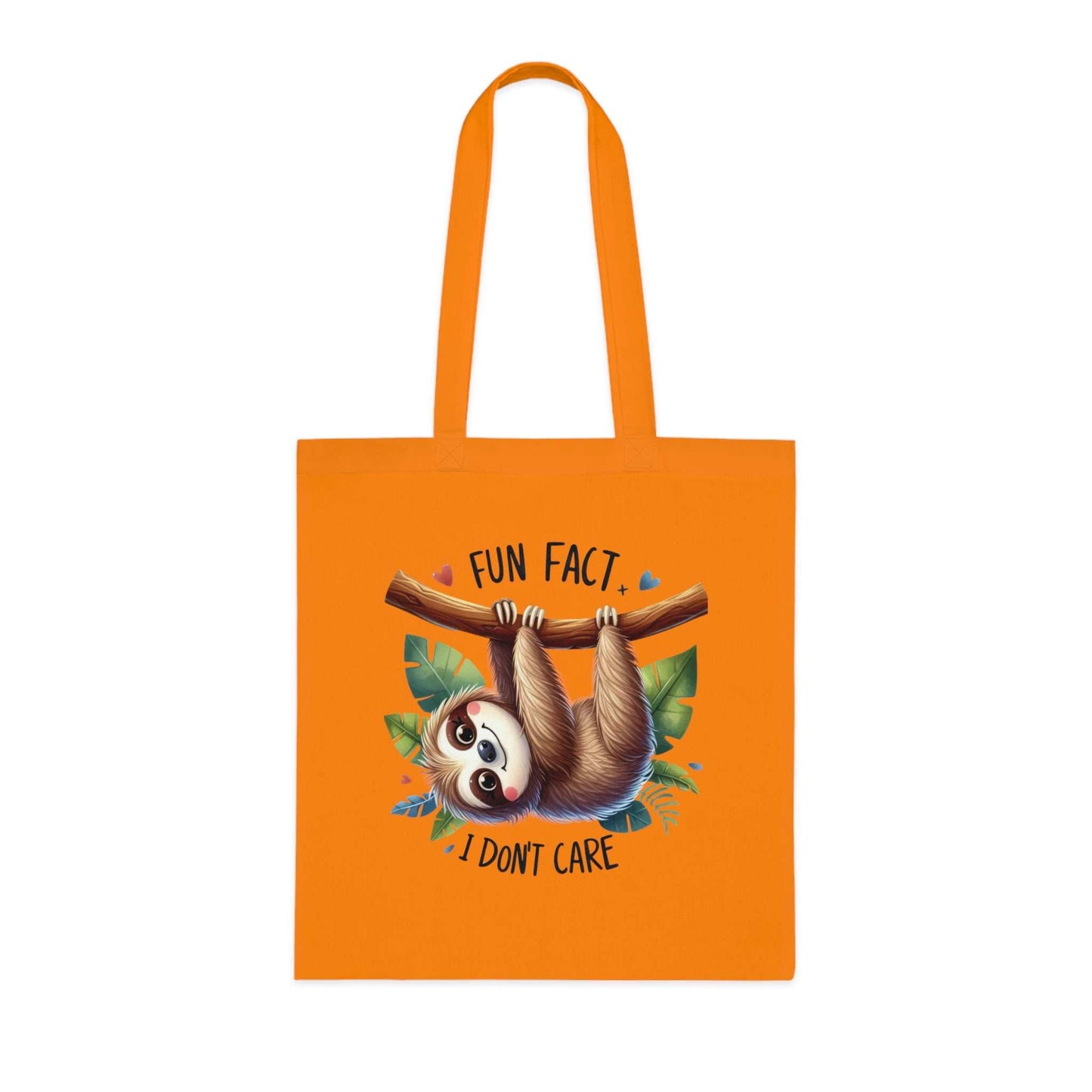 Cute sloth design cotton tote bag with vibrant colors, ideal for sloth lovers and everyday essentials.