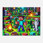 Minecraft Wall Canvas featuring vibrant iconic game scenes, perfect for fans, available in multiple sizes and profiles.