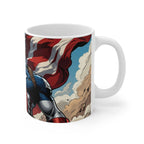 Captain America inspired ceramic mug with Marvel superhero design and glossy finish