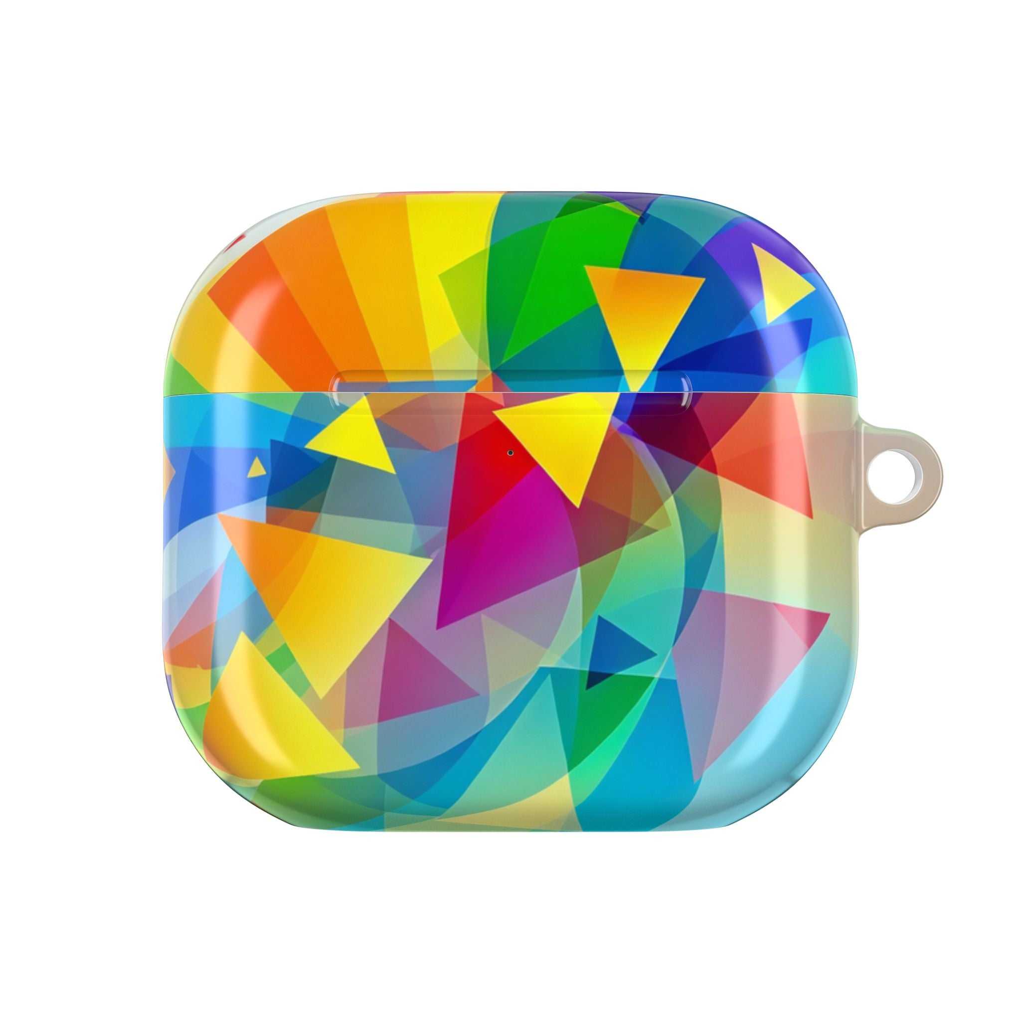 Vibrant geometric pride AirPods Pro protective case with colorful geometric pattern and glossy finish