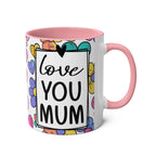 Love You Mum Floral Mug with delicate floral heart design and heartfelt message for Mother's Day gift