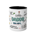 Fathers Day Gift Mug with fun dad-themed graphics, ceramic, 11oz, available in 6 colors.