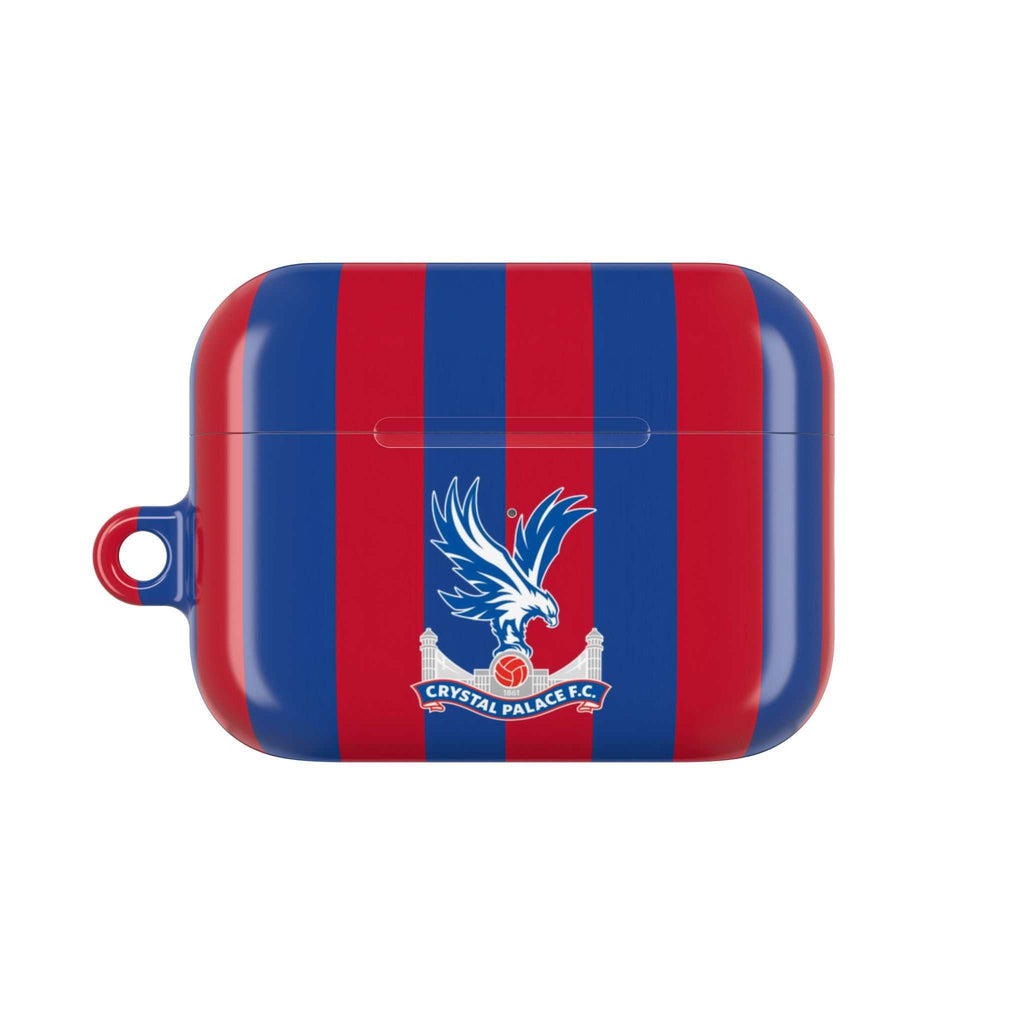 Crystal Palace FC AirPods case with red and blue stripes and eagle crest protective cover
