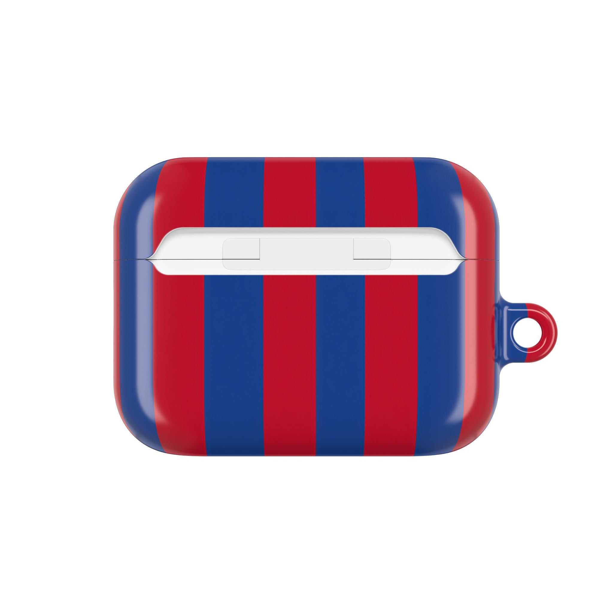 Crystal Palace FC themed protective hard case for AirPods and AirPods Pro in red and blue stripes with glossy finish
