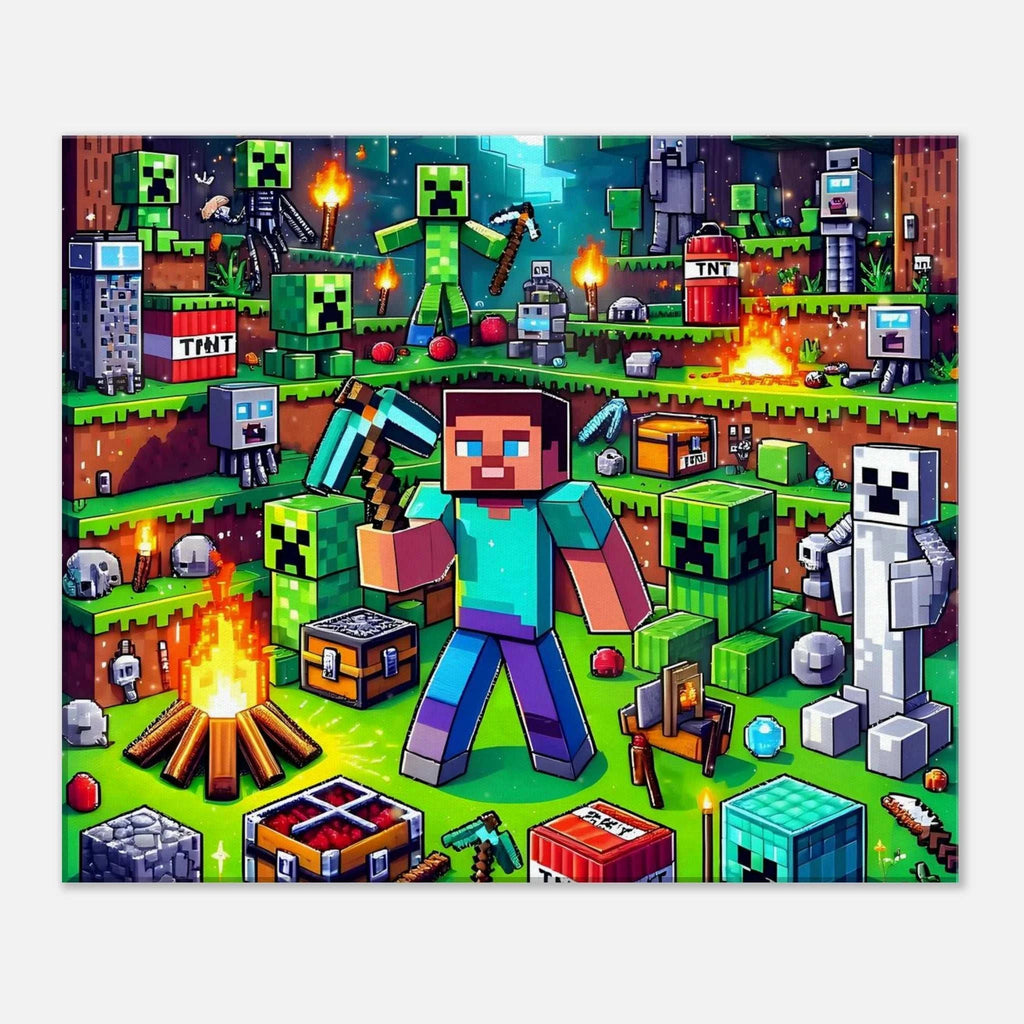 Minecraft Wall Canvas featuring vibrant colors and iconic game scenes, perfect for any fan's room décor.