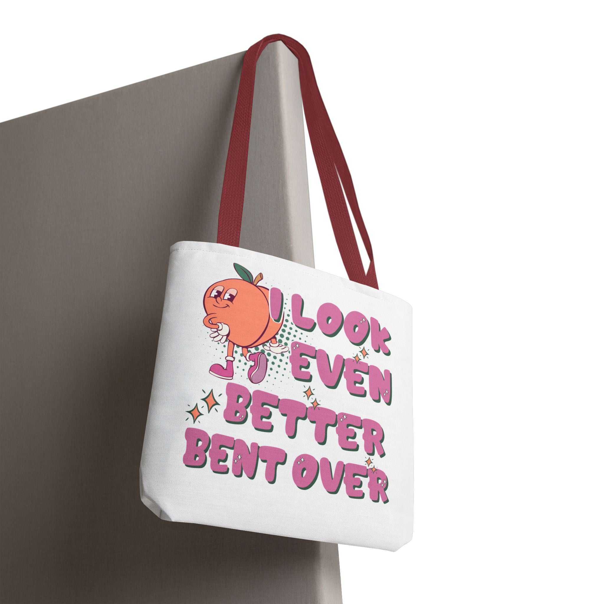 Cheeky Even Better Bent Over tote bag with multiple sizes and colorful handles