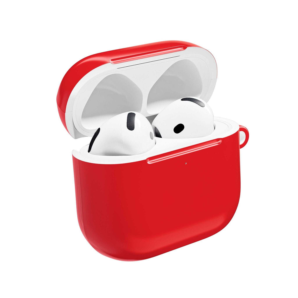 Red AirPods/Pro protective hard shell case with glossy finish and wireless charging compatibility