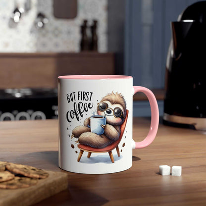Cute sloth coffee mug with whimsical design, perfect for animal lovers and gifting.