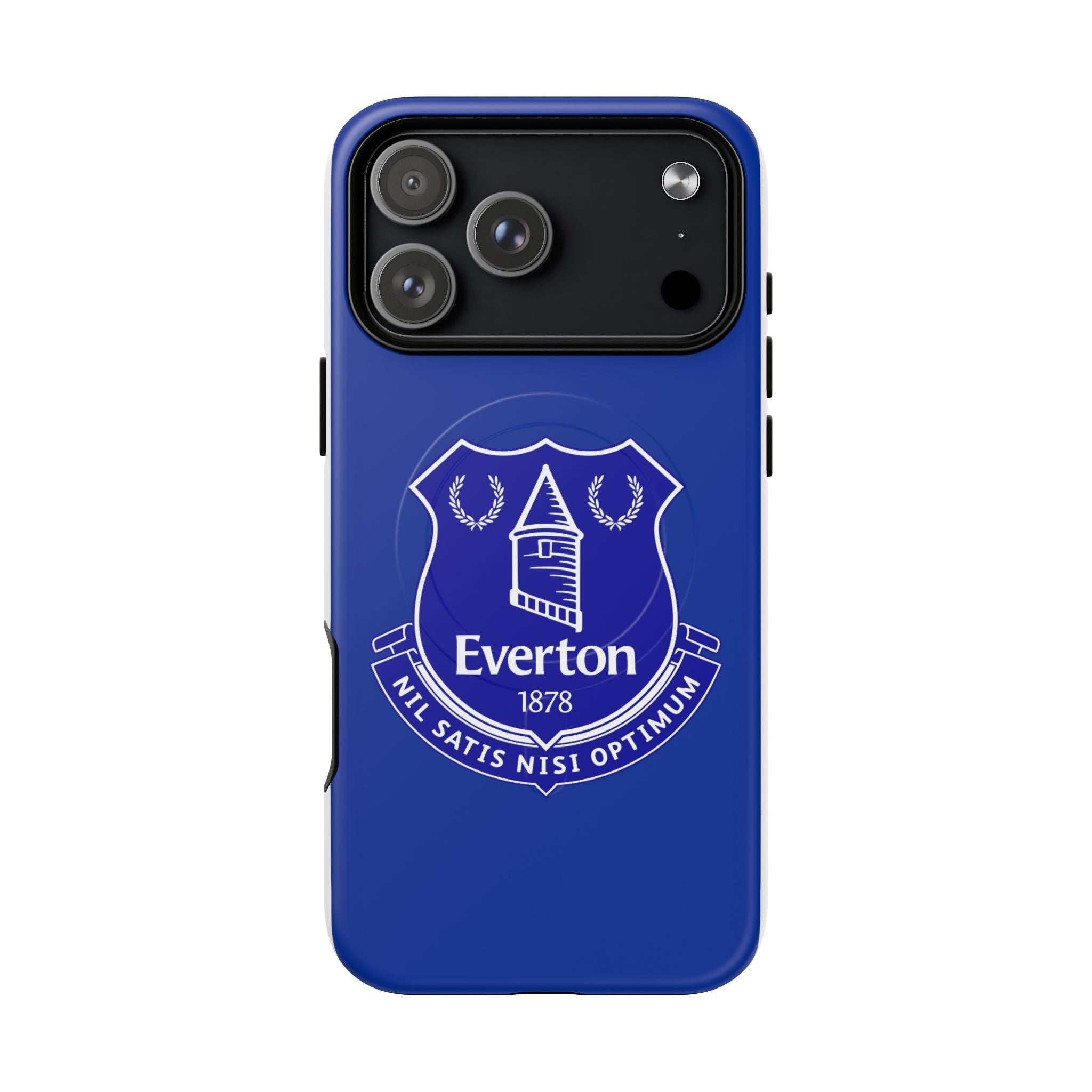 Everton FC royal blue MagSafe iPhone case with club crest and dual-layer protection