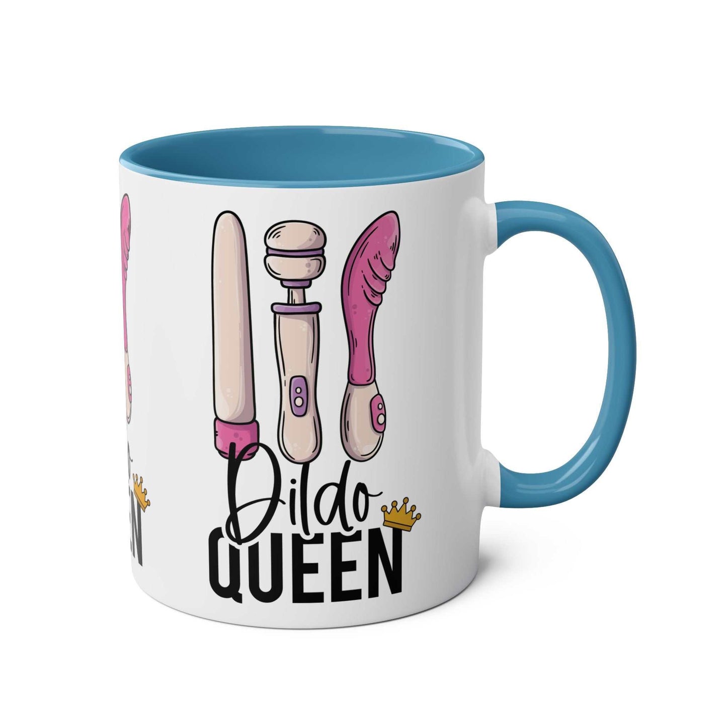 Cheeky Dildo Queen Coffee Mug with Colorful Handle and Design