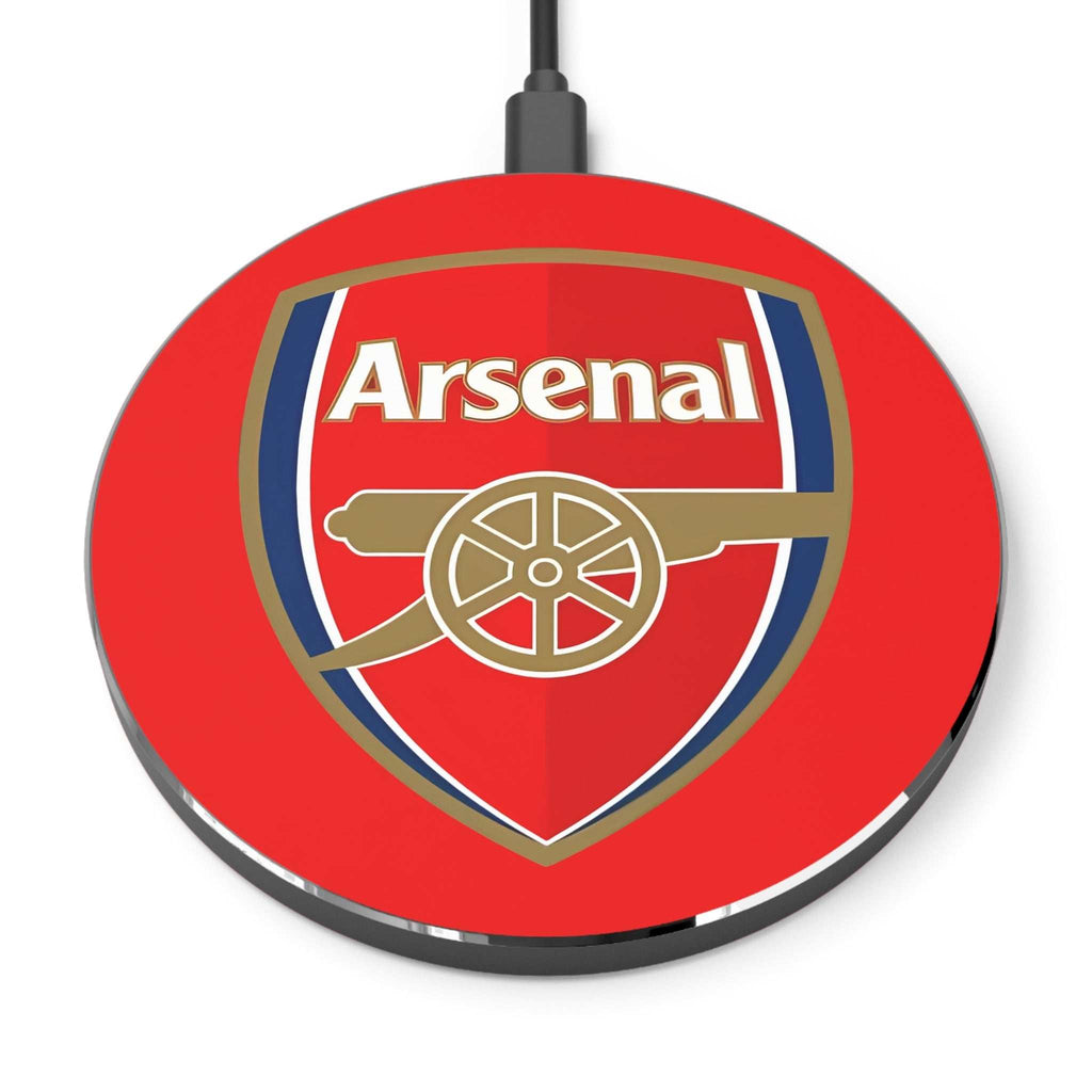 Arsenal FC wireless charger with 10W fast charging and red cannon crest design