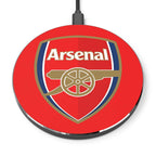 Arsenal FC wireless charger with 10W fast charging and red cannon crest design