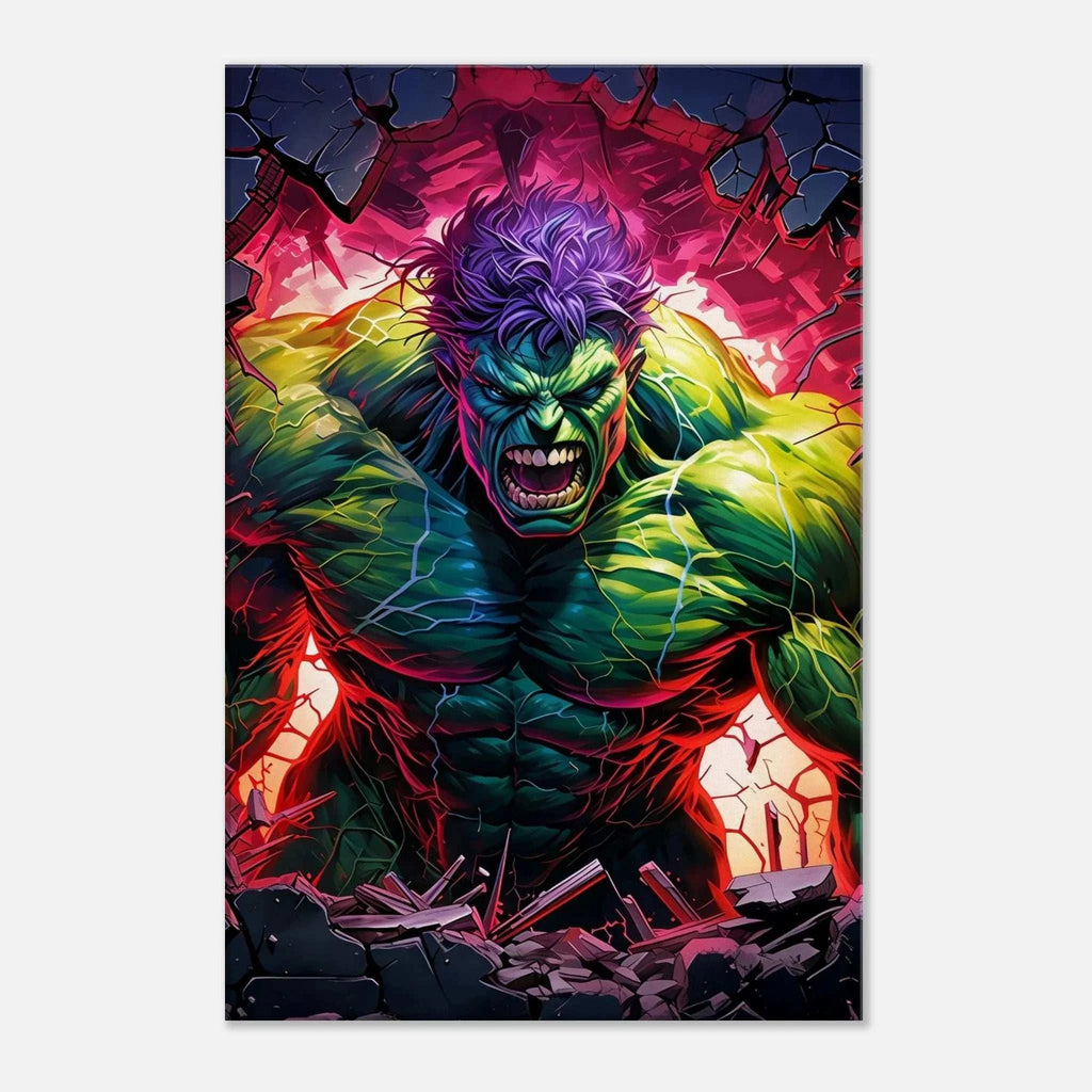 Incredible Hulk wall canvas featuring vibrant colors and bold green hues.