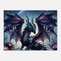 Black Gem Dragon wall canvas with shimmering black gems and bold vibrant print