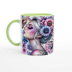 Stronger than the Storm motivational coffee mug with vibrant design and inspirational quote, 11oz ceramic, microwave, and dishwasher safe.
