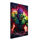 Incredible Hulk Wall Canvas with vibrant green and purple hues, perfect for superhero-themed decor.