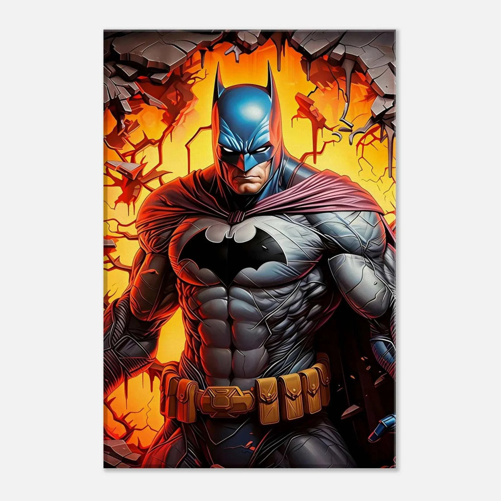 Batman wall canvas featuring a vibrant and bold depiction of the Dark Knight, perfect for adding a mysterious and strong touch to any room.