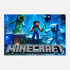 Minecraft Wall Canvas featuring vibrant pixelated game scenes, perfect for fans, available in multiple sizes, easy to hang.