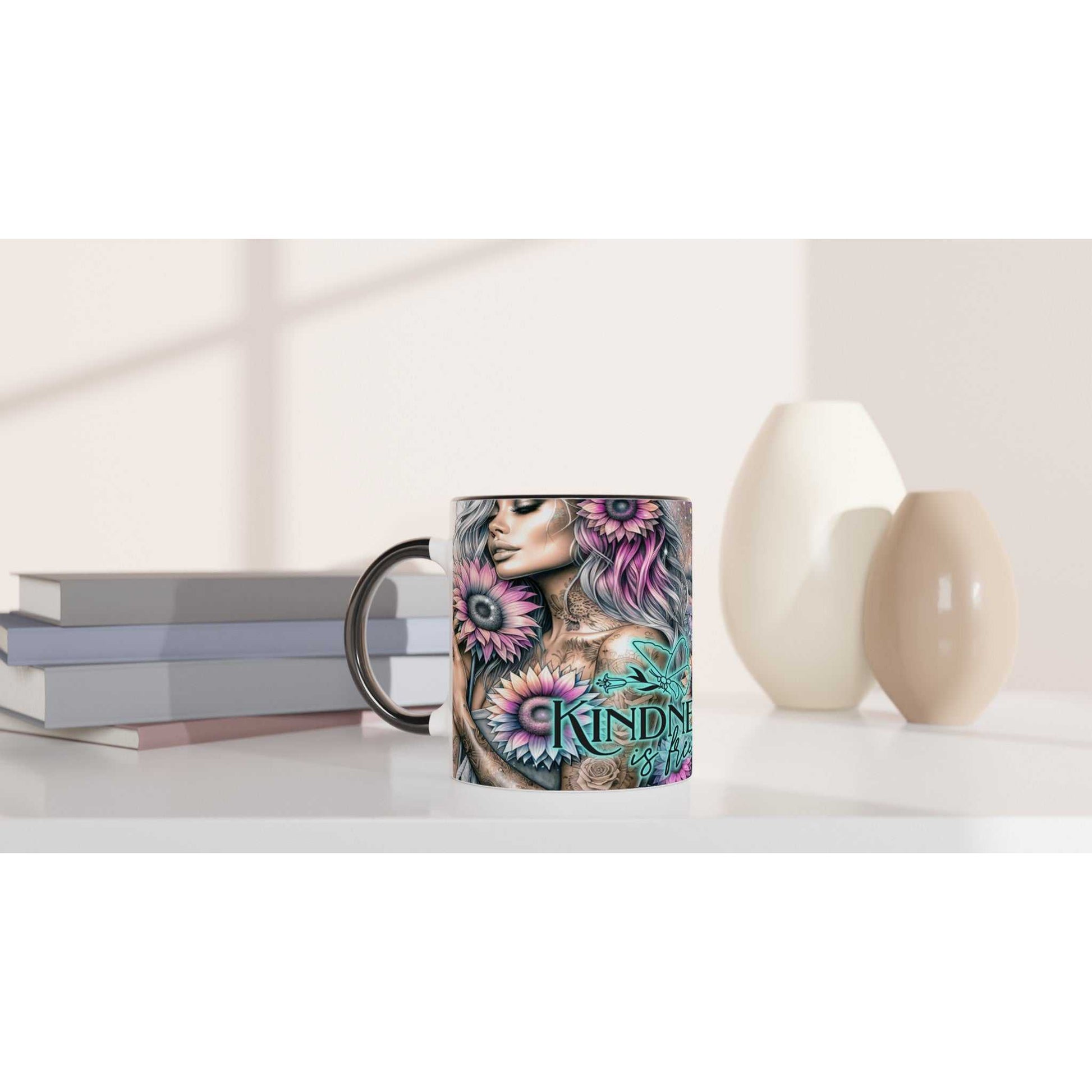 Kindness Is Free - Motivational Coffee Mug with vibrant design, 11oz ceramic, dishwasher and microwave safe.