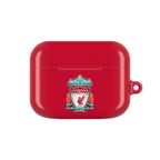Liverpool FC AirPods protective case in red with club crest, shock-resistant and compatible with wireless charging