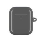 Gunmetal grey hard shell AirPods protective case with glossy finish and keyring loop