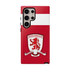 Middlesbrough Magnetic Samsung Case with red colors and official-inspired crest, dual-layer protection, and wireless charging compatibility