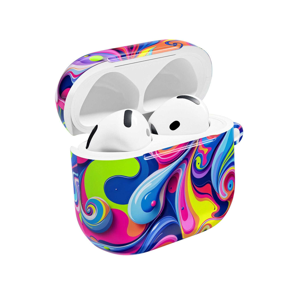 Vibrant Colour Splash protective hard shell case for AirPods and AirPods Pro with bright swirl design and glossy finish