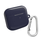 Deep blue hard shell protective case for AirPods and AirPods Pro with carabiner clip