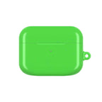lime green hard shell AirPods protective case with glossy finish and keyring loop