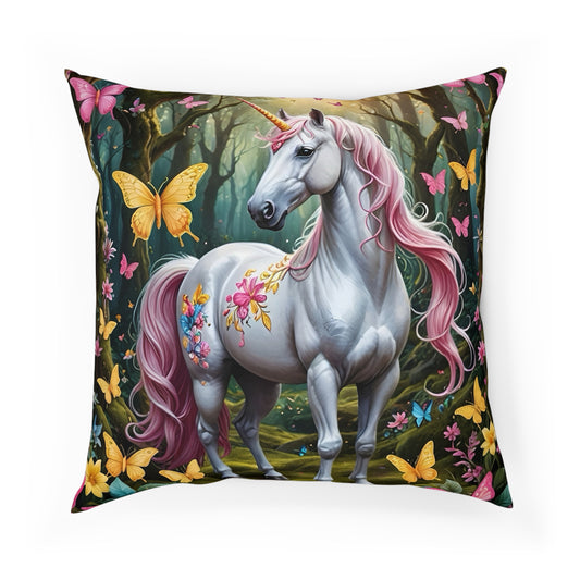 Beautiful Mythical Unicorn Cotton Drill Square Cushion