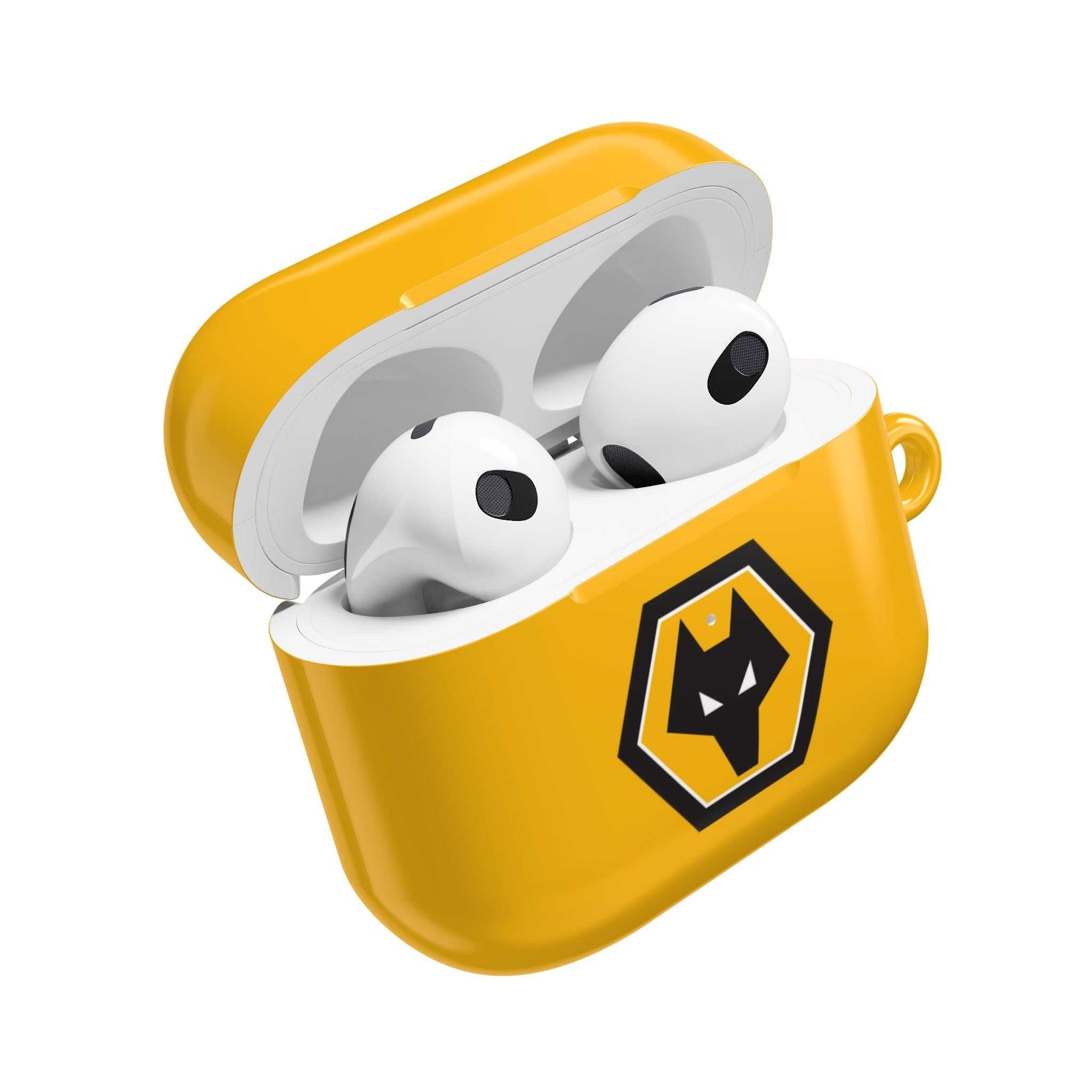 Wolves FC AirPods protective case in gold with wolf crest for AirPods and AirPods Pro