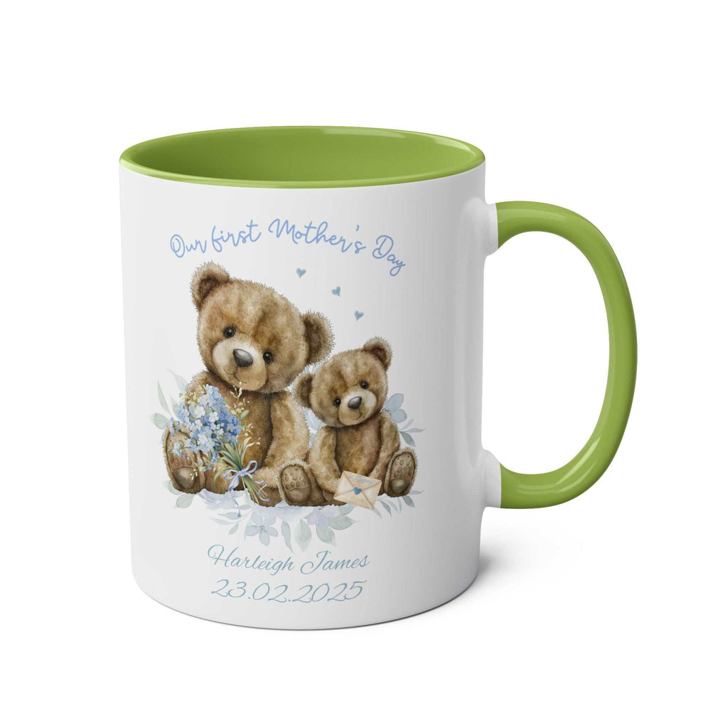 Personalised Our First Mother's Day Boy Gift Mug with bears and custom text.