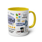 Husband Fathers Day gift mug with colorful design and cheerful illustrations, perfect for dads.