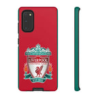 Liverpool FC magnetic shockproof Samsung Galaxy case with dual-layer defense and wireless charging compatibility