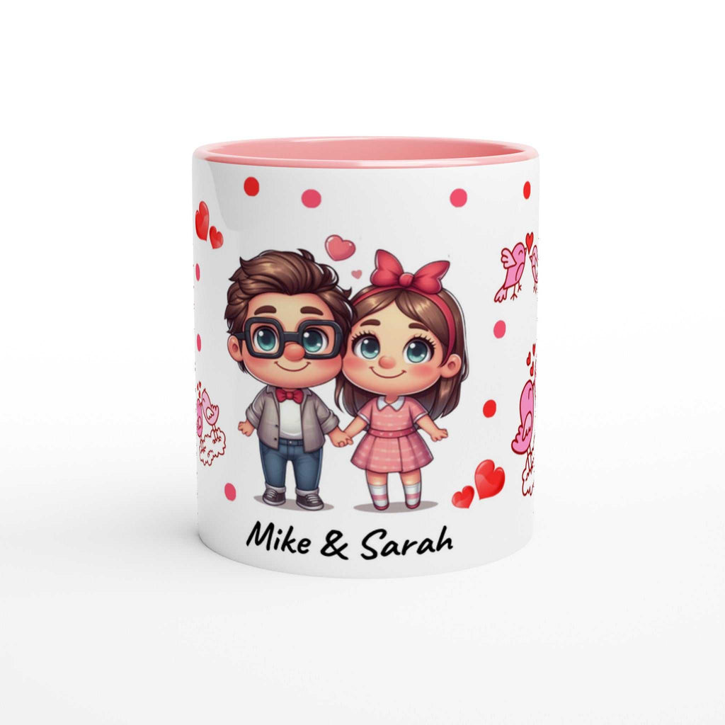 Cute Personalized Valentines Mug with Characters and Names