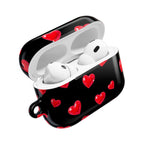Black Hearts AirPods Case with red heart design, durable hard shell, slim fit, and glossy finish.