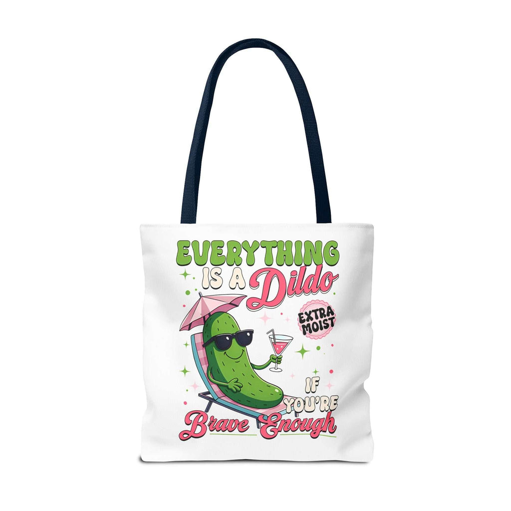 Cheeky Quote Pickle Tote Bag with colorful handles and fun printed design for everyday use