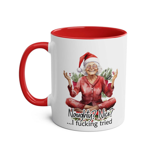 Sweary Granny Christmas Mug with festive design and humorous text.