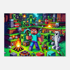 Minecraft Wall Canvas featuring vibrant colors and iconic game scenes, perfect for decorating and celebrating the game.