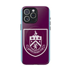 Burnley FC MagSafe iPhone Case with claret and blue colors, official-inspired crest, dual-layer protection, and MagSafe compatibility