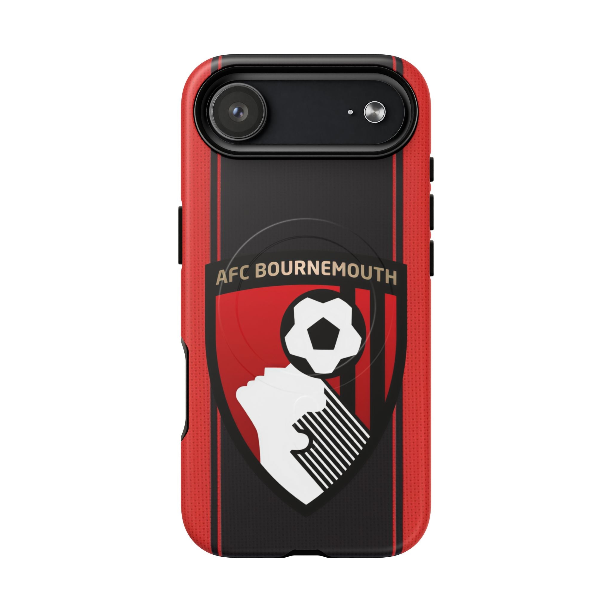AFC Bournemouth MagSafe iPhone case in red and black with club crest and dual-layer protection